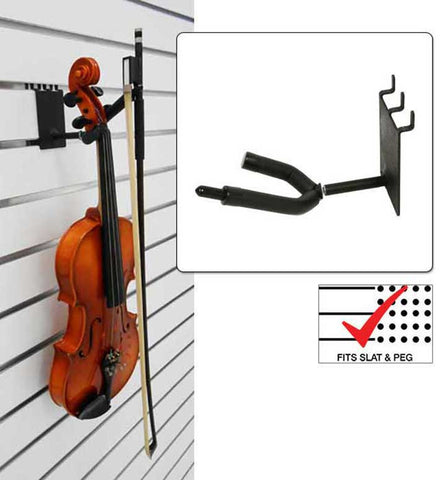 2" Violin / Viola Hanger with Bow Holder fits slatwall and pegboard