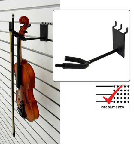 4 inch Violin / Viola Hanger with Bow Holder fits slatwall and pegboard