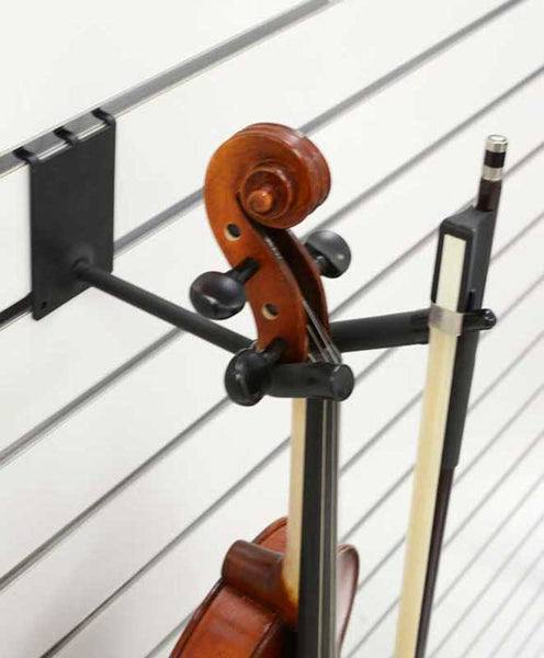 4 inch Violin / Viola Hanger with Bow Holder fits slatwall and pegboard