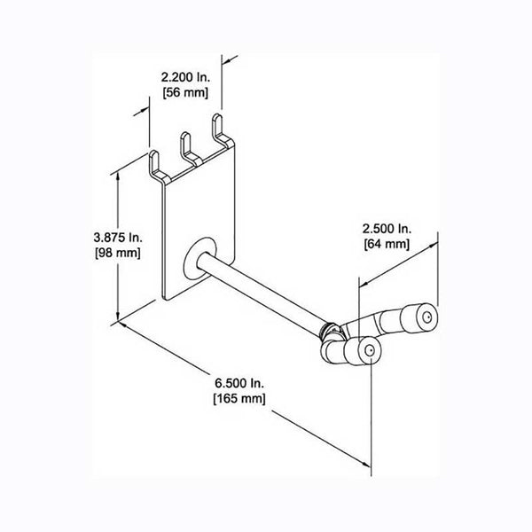 4 inch Violin / Viola Hanger fits slatwall and pegboard specs CAD drawing