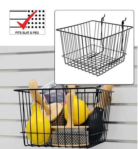Basic Basket 12 inch x 12 inch x 8 inch fits slatwall and pegboard
