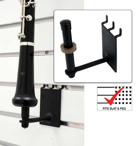Vertical Oboe Holder fits slatwall and pegboard