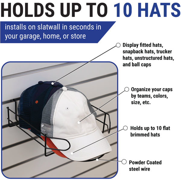 SLATWALL CAP DISPLAY RACK, BLACK