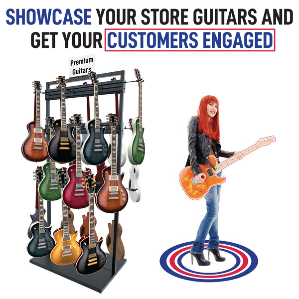 Free Standing Modular Guitar Display Triple Tier