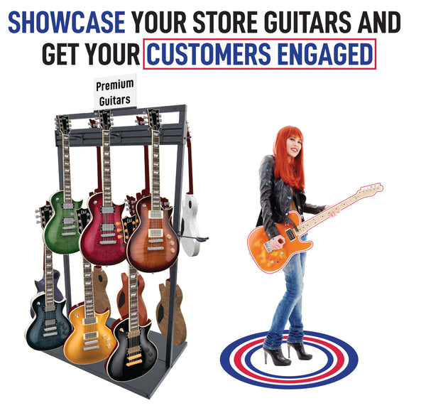 Free Standing Modular Guitar Display Double Tier
