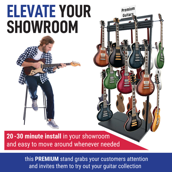 Free Standing Modular Guitar Display Triple Tier