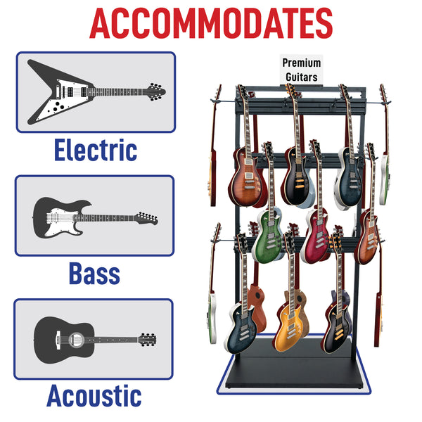 Free Standing Modular Guitar Display Triple Tier