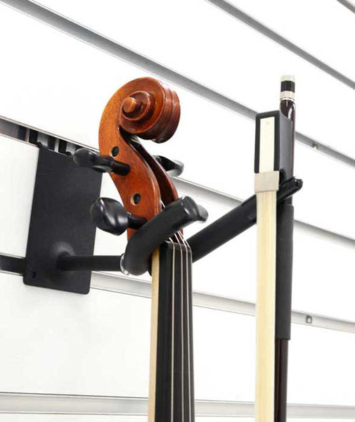 2" Violin / Viola Hanger with Bow Holder fits slatwall and pegboard