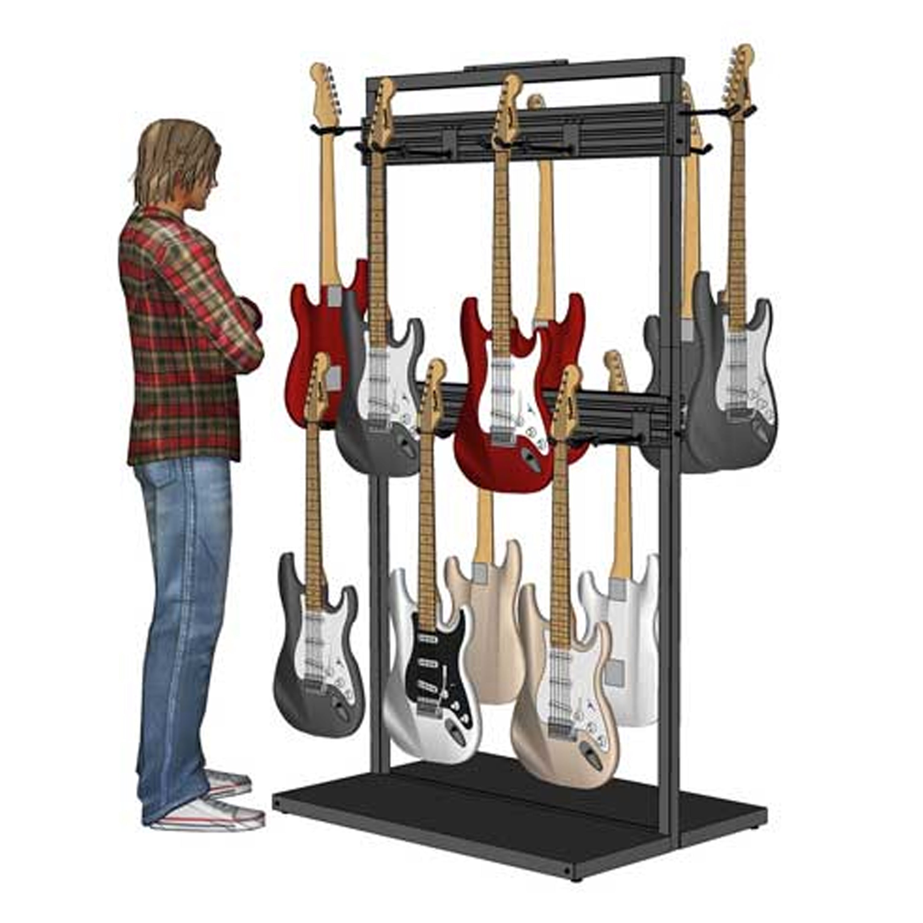 Free Standing Modular Guitar Display Double Tier β Musical Instrument ...
