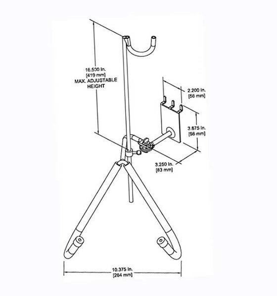 Adjustable Baritone Sax Holder specs CAD drawing