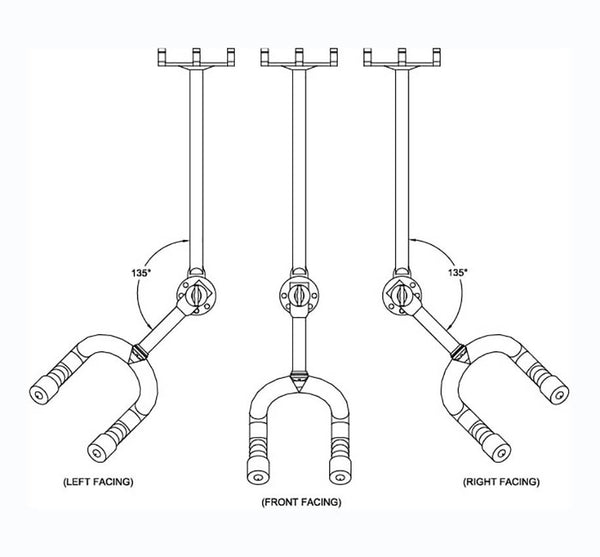 7 inch Guitar Grabber, Adjustable fits slatwall and pegboard specs CAD drawing