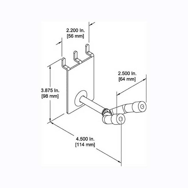 2" Violin  /  Viola Hanger fits slatwall and pegboard CAD drawing