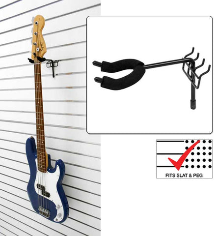 Economy-Front Facing Fixed Angle Guitar Hanger fits slatwall and pegboard