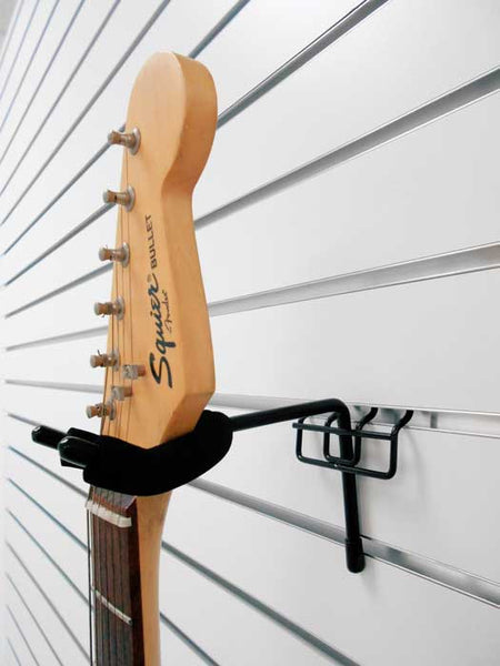 Economy-Front Facing Fixed Angle Guitar Hanger fits slatwall and pegboard