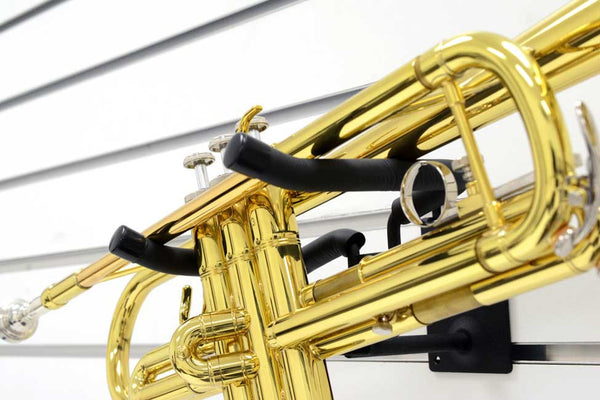 Horizontal Trumpet Holder fits slatwall and pegboard