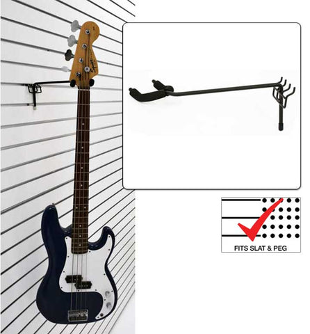 Economy-Left Facing Fixed Angle Guitar Hanger fits slatwall and pegboard