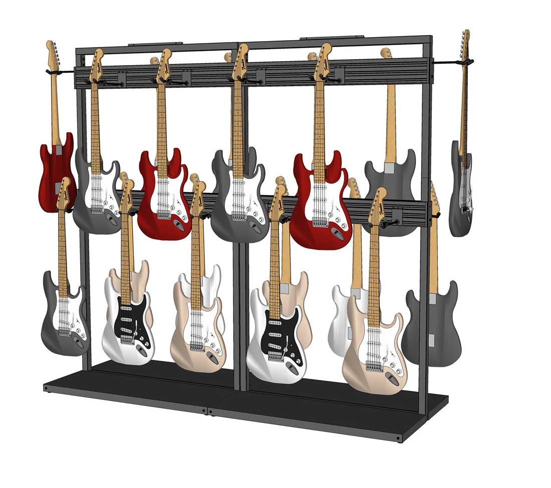 Free Standing Modular Guitar Display Double Tier β Musical Instrument ...