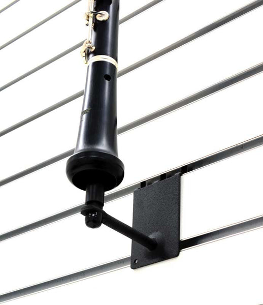 Vertical Oboe Holder fits slatwall and pegboard