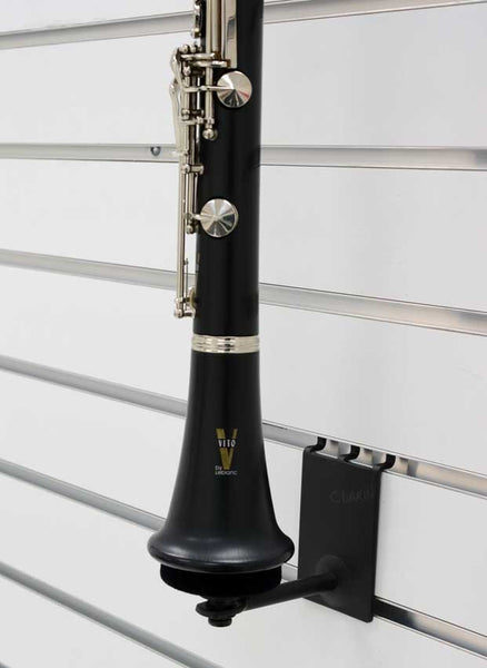 Vertical Clarinet Holder fits slatwall and pegboard